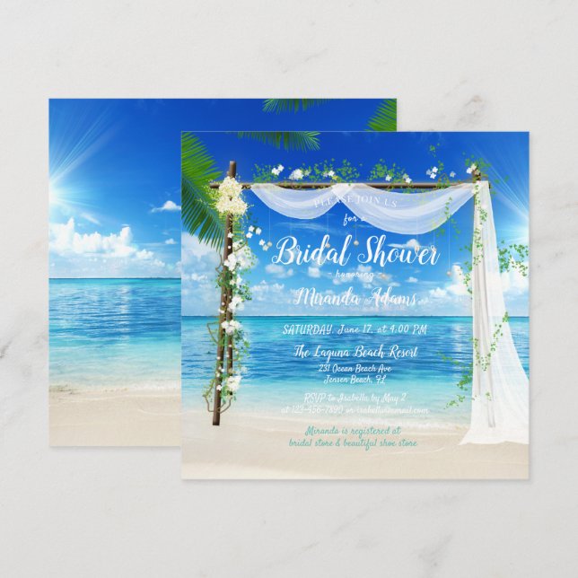 Elegantes Beach Arch Brautparty Einladung (Vorne/Hinten)