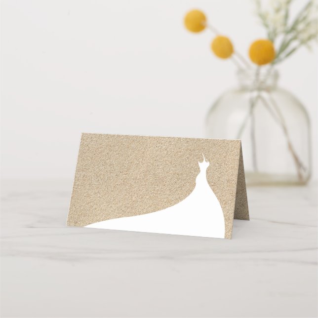 Elegantes Beach Brautparty Platzkarte weiß (Vorderseite)