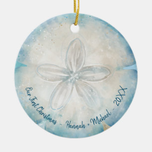 Elegantes Beach Foto Wasserfarbe Sand Dollar Keramik Ornament