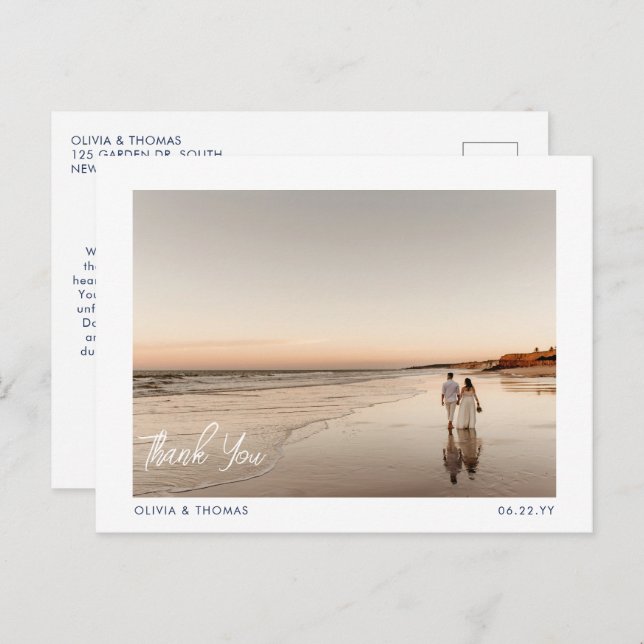 Elegantes Beach Modern Class Wedding Foto Vielen D Postkarte (Vorne/Hinten)