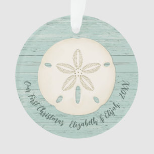 Elegantes Beach Sand Dollar Foto Erstes Weihnachts Ornament