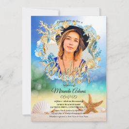 Elegantes Beach Starfish Muschel Brautparty Foto Einladung