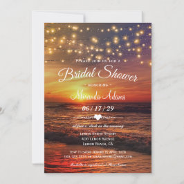 Elegantes Beach String Lights Summer Brautparty Einladung