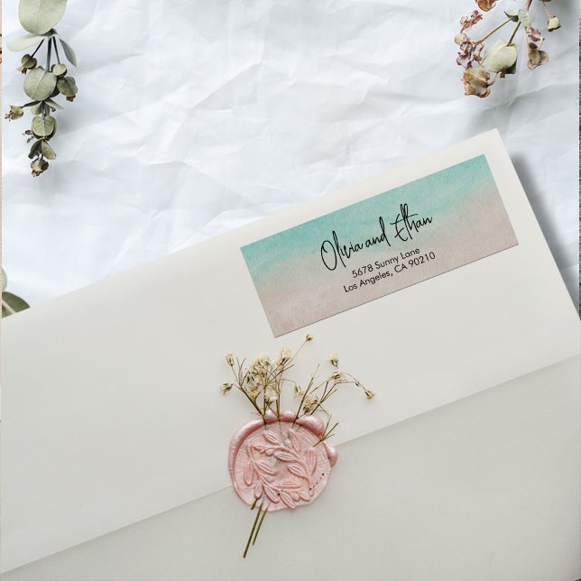 Elegantes Beach Summer Wedding Rücksendesiegel (Von Creator hochgeladen)