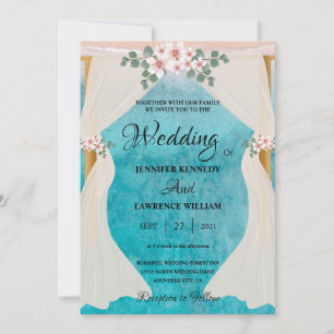 Elegantes Beach Tulle Arbor Foto Hochzeit Einladung