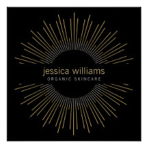 Elegantes Beauty Gold Sunburst Logo auf Schwarz