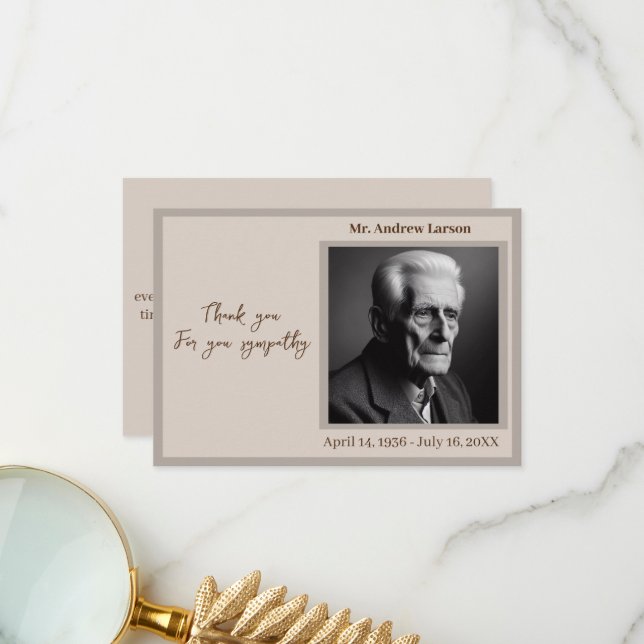 Elegantes Beerdigungsdenkmal aus der Familie Dankeskarte (Vorderseite/Rückseite Beispiel)