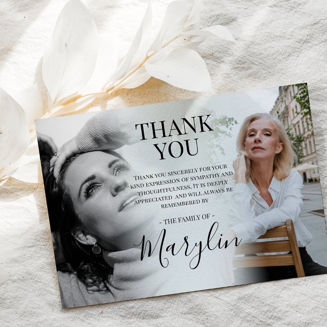 Elegantes Beerdigungsdenkmal vor und nach dem Foto Dankeskarte (Von Creator hochgeladen)