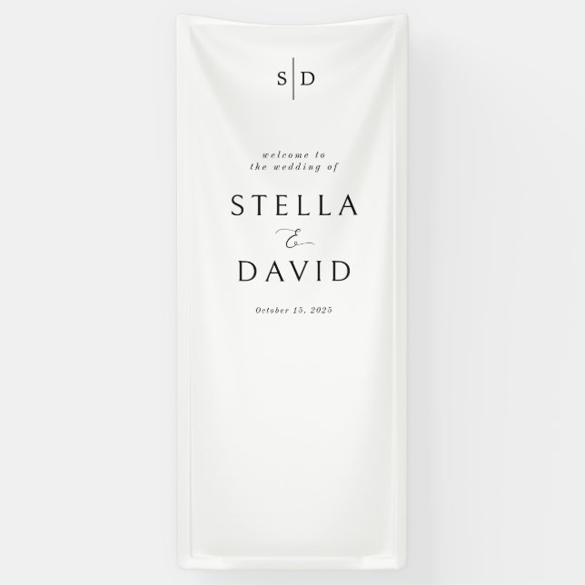 Elegantes Begrüßungs-Monogramm-Dekorbanner Banner (Vertikal)