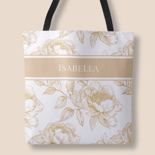 Elegantes Beige Blumenmuster Schickes Botanisches