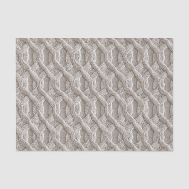 Elegantes Beige Cable-Strick-Muster Seidenpapier (Vorderseite)
