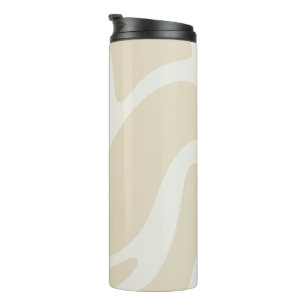 Elegantes Beige-Creme Einfaches Organisches Muster Thermosbecher