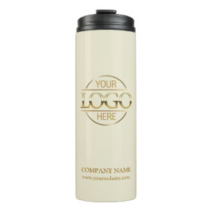 Elegantes Beige Firmenlogo für Werbezwecke Thermosbecher