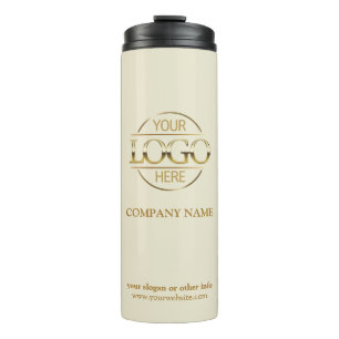 Elegantes Beige Firmenlogo für Werbezwecke Thermosbecher