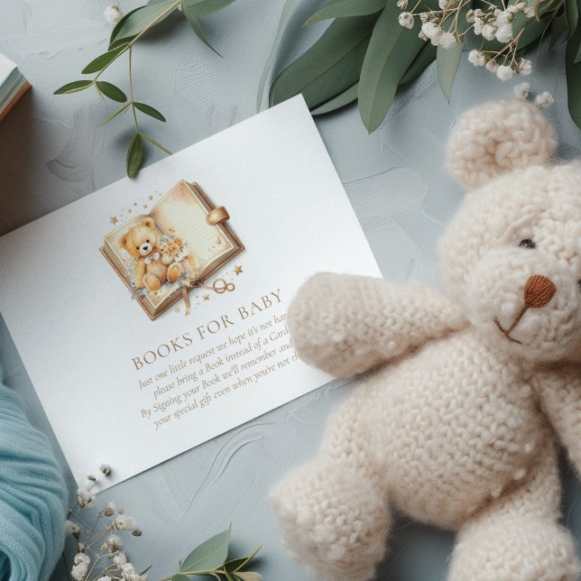 Elegantes Beige & Gold Baby Shower Book Begleitkarte (Von Creator hochgeladen)