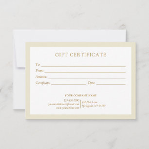 Elegantes Beige-Gold-Geschäftslogo-Geschenkgutsche