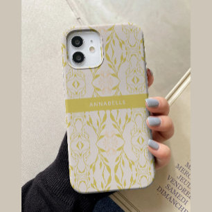 Elegantes Beige Grünes Florales Personalisiert Case-Mate iPhone 14 Hülle
