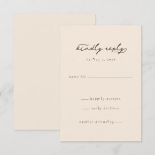 Elegantes Beige Kalligrafie RSVP Karte
