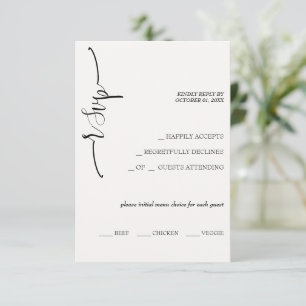 Elegantes Beige-Kalligrafie RSVP Karte