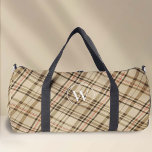 Elegantes Beige-kariertes Mustermonogramm Duffle Bag<br><div class="desc">Die Karierte Pattern Monogram Duffel Bag entworfen von PixiaDesigns, wo Mode auf Praxisnähe trifft. Dieses karierte Design in dezenten Beige-Tönen besticht durch ein zeitloses Design und wird durch ein individuelles Monogramm in einem raffinierten Schriftart, Catering für Damen und Herren, erhöht. Es ist perfekt für eine Reihe von Aktivitäten, wie Tanz,...</div>