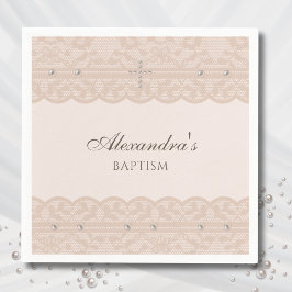 Elegantes Beige Kreuz Taufzeremonie Christliche Ta Serviette