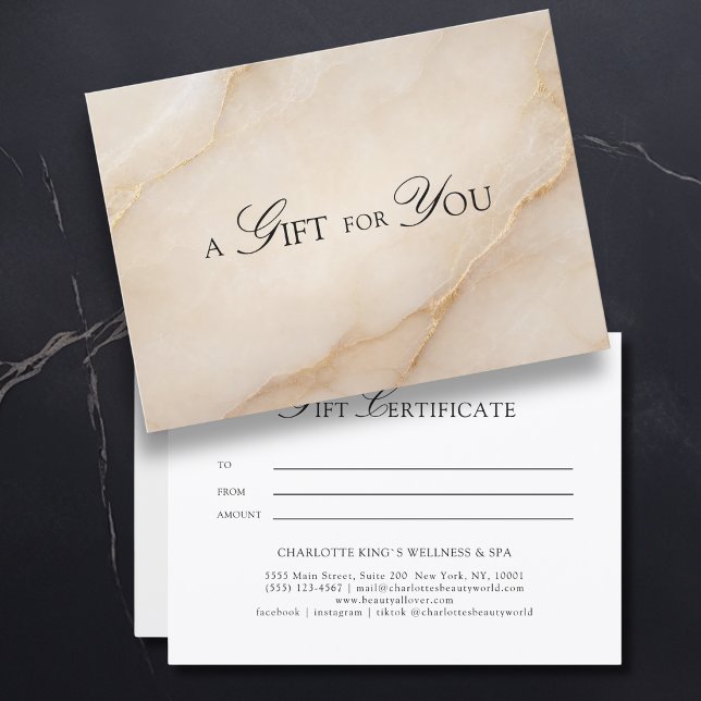 Elegantes Beige-Marmor-Geschenkgutschein (A Gift for You! Beige Gold Marble Gift Certificate)