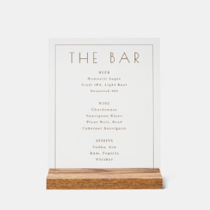 Elegantes Beige-Minimalist-Bar-Menü Acrylschild