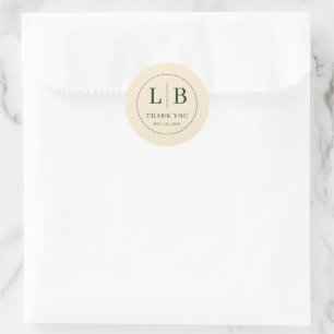 Elegantes Beige-Minimalist-Dankeschön Runder Aufkleber