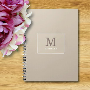 Elegantes Beige mit individuellem Namensmonogramm Notizblock