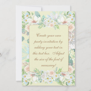 Elegantes Beige Pastel Blumengarten Party Einladung