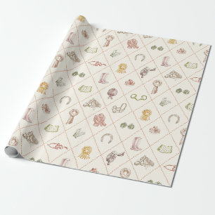 Elegantes Beige-Reiter-Diamantmuster Geschenkpapier