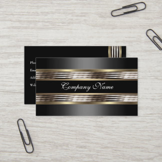 Elegantes Beige Silber Chrom Metall Schwarz Visitenkarte