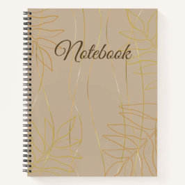 Elegantes Beige- und Goldblatt-Notizbuch Notizbuch