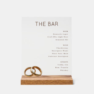 Elegantes Beiges Minimalistisches Bar-Menü Acrylschild