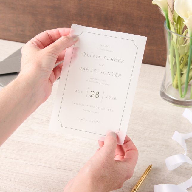 Elegantes Beiges Minimalistisches Hochzeitdesign (Handgehalten)