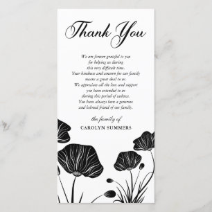 Elegantes Beileid der Mohnblumen- danken Ihnen Dankeskarte