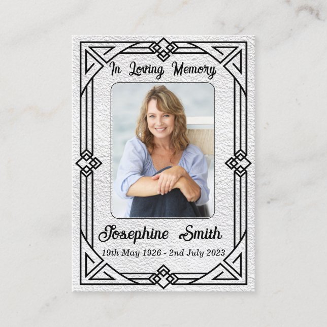 Elegantes Beileid Vintages Foto Gebetskarte Visitenkarte (Vorderseite)