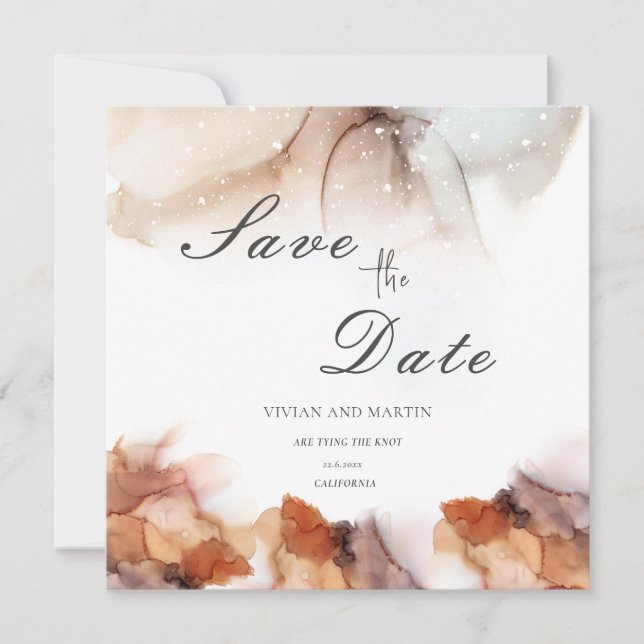 Elegantes Beispiel Orange Farbe Save the Date Einladung (Vorderseite)