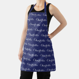 Elegantes, benutzerdefiniertes, blau-weißes Chic- Schürze