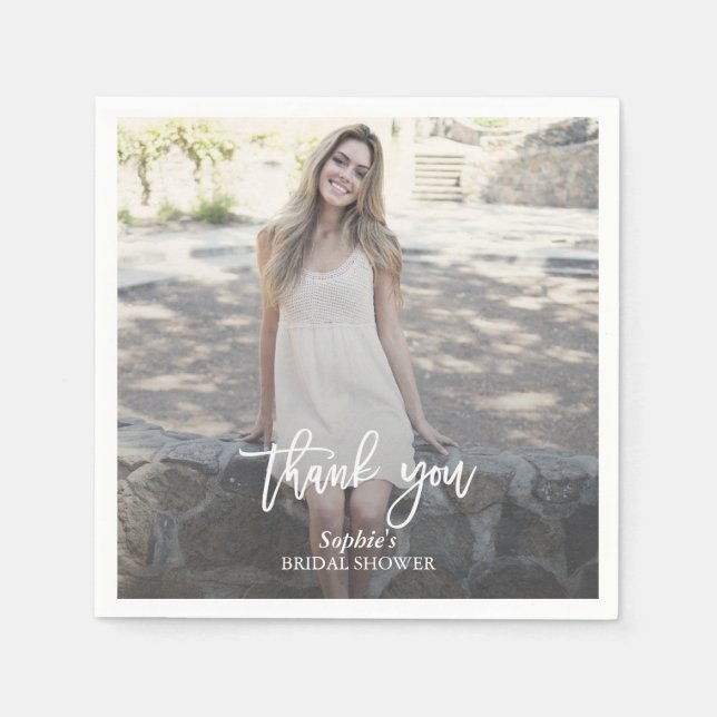 Elegantes benutzerdefiniertes Foto-Brautparty Serviette (Vorderseite)