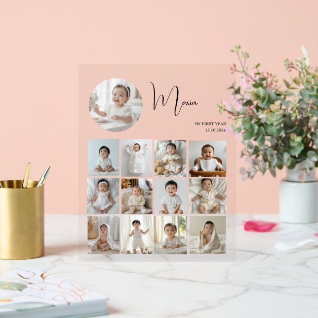 Elegantes benutzerdefiniertes Foto für die Collage Acrylschild (Hochzeit)