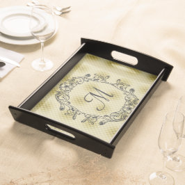 Elegantes, benutzerdefiniertes Gold & Black Servie Serviertablett