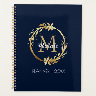 Elegantes, benutzerdefiniertes Gold Wreath Monogra Planer