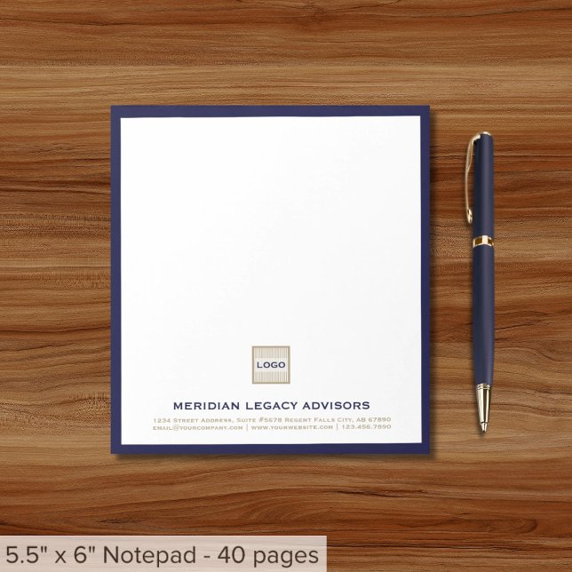 Elegantes benutzerdefiniertes Notepad mit navy Blu Notizblock (Von Creator hochgeladen)