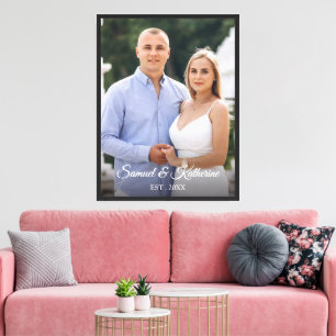 Elegantes benutzerdefiniertes Paar Foto & Namen Ju Leinwanddruck