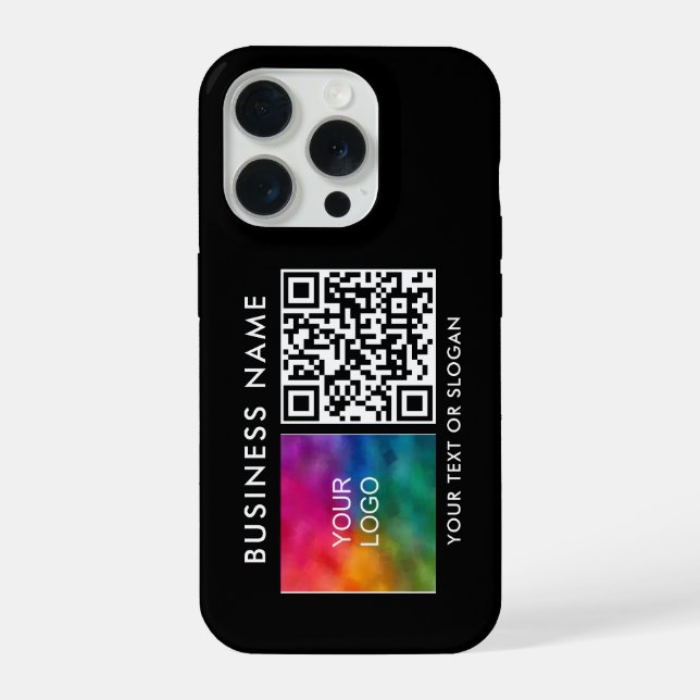 Elegantes benutzerdefiniertes QR-Code-Geschäftslog iPhone Hülle (Rückseite)