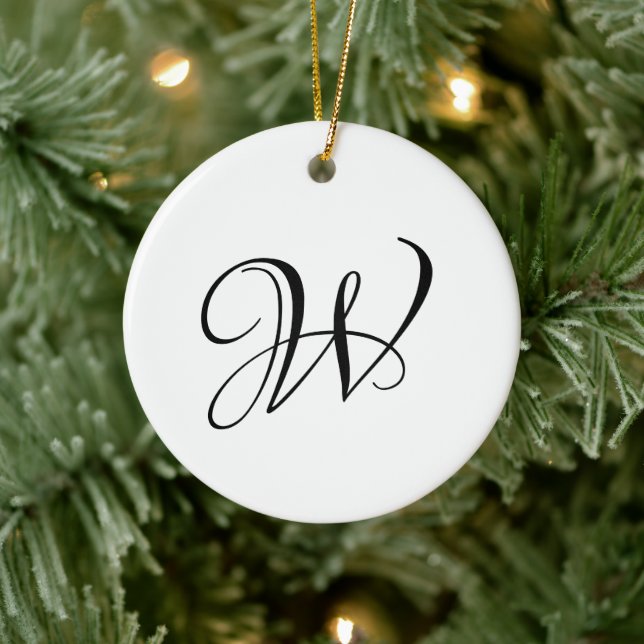 Elegantes benutzerdefiniertes Skript Monogramm ers Keramik Ornament (Baum)
