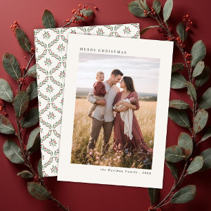 Elegantes Berry Botanical Vertical Christmas Foto Feiertagskarte