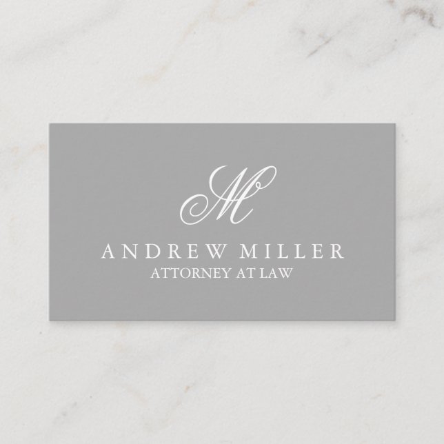 Elegantes Beruflich-Grau-Weiß-Monogramm Visitenkarte (Vorderseite)