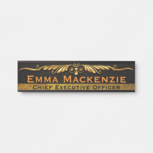 Elegantes Berufliches Black & Gold Office Türzeich Türschild